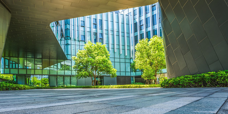 Building with trees.